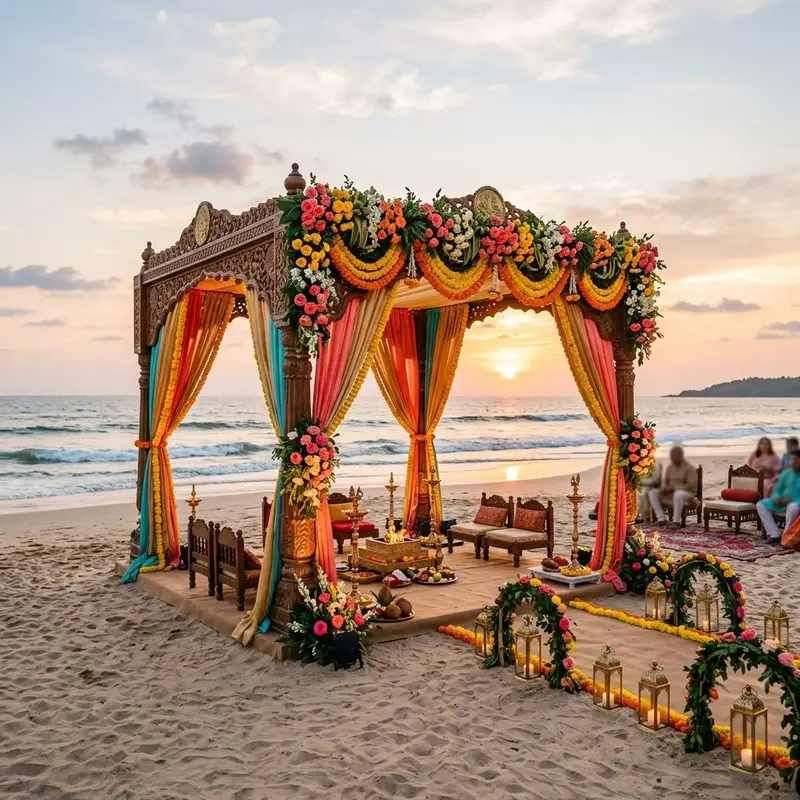 Beach Wedding Mandap Decor: Blending Sacred Rituals with Ocean Breezes