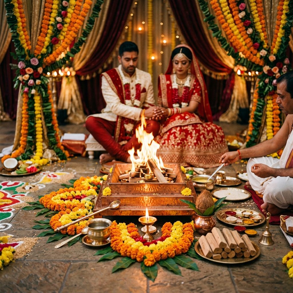 అగ్ని సాక్షి అగ్నిని సిద్ధం చేయడం: సామాగ్రి, కట్టెలు, మండపం భద్రత